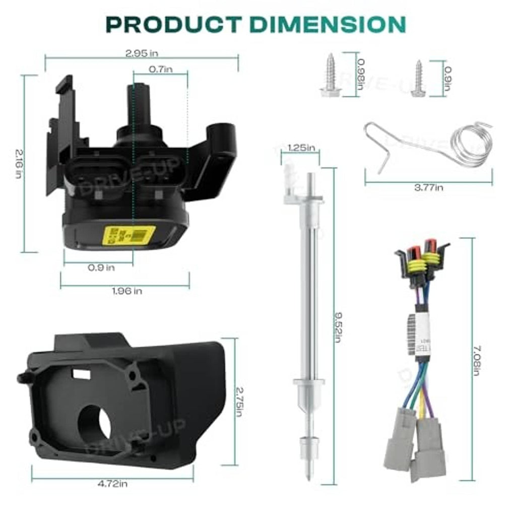 Throttle potentiometer assembly with black housing, metal rod, and multi-wire harness.