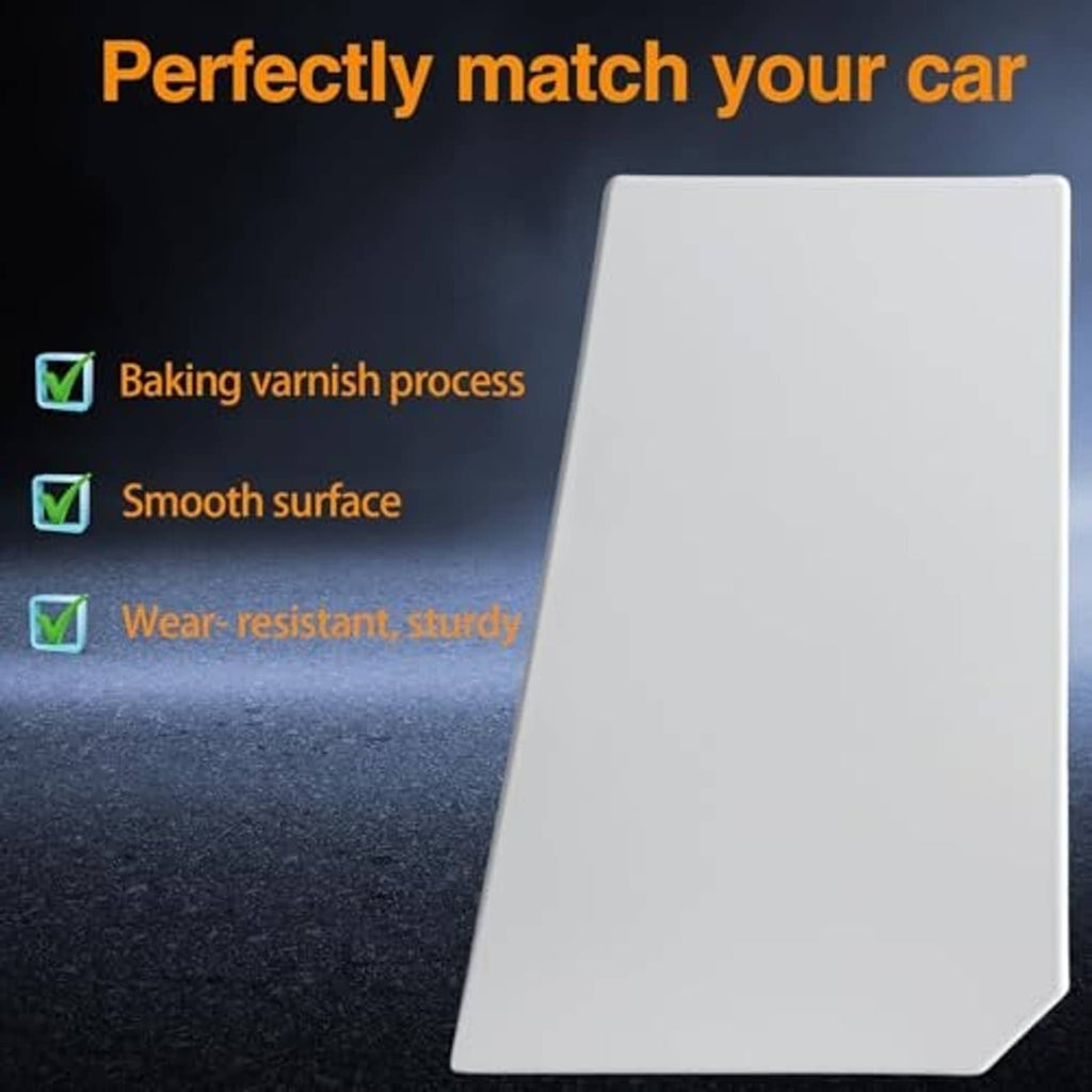 White fuel filler door cap cover, flat front panel with smooth surface