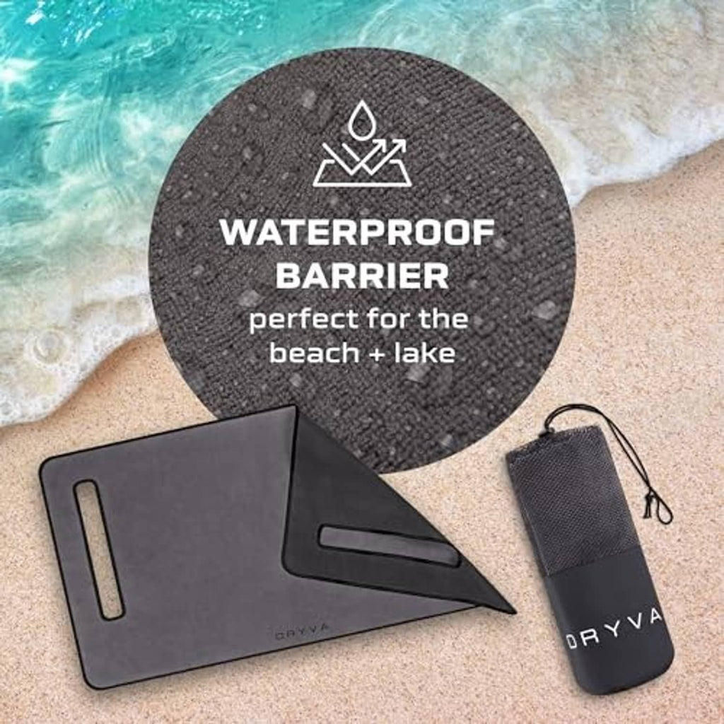 Waterproof seat cover set with storage pouch, dark gray cover with two side openings