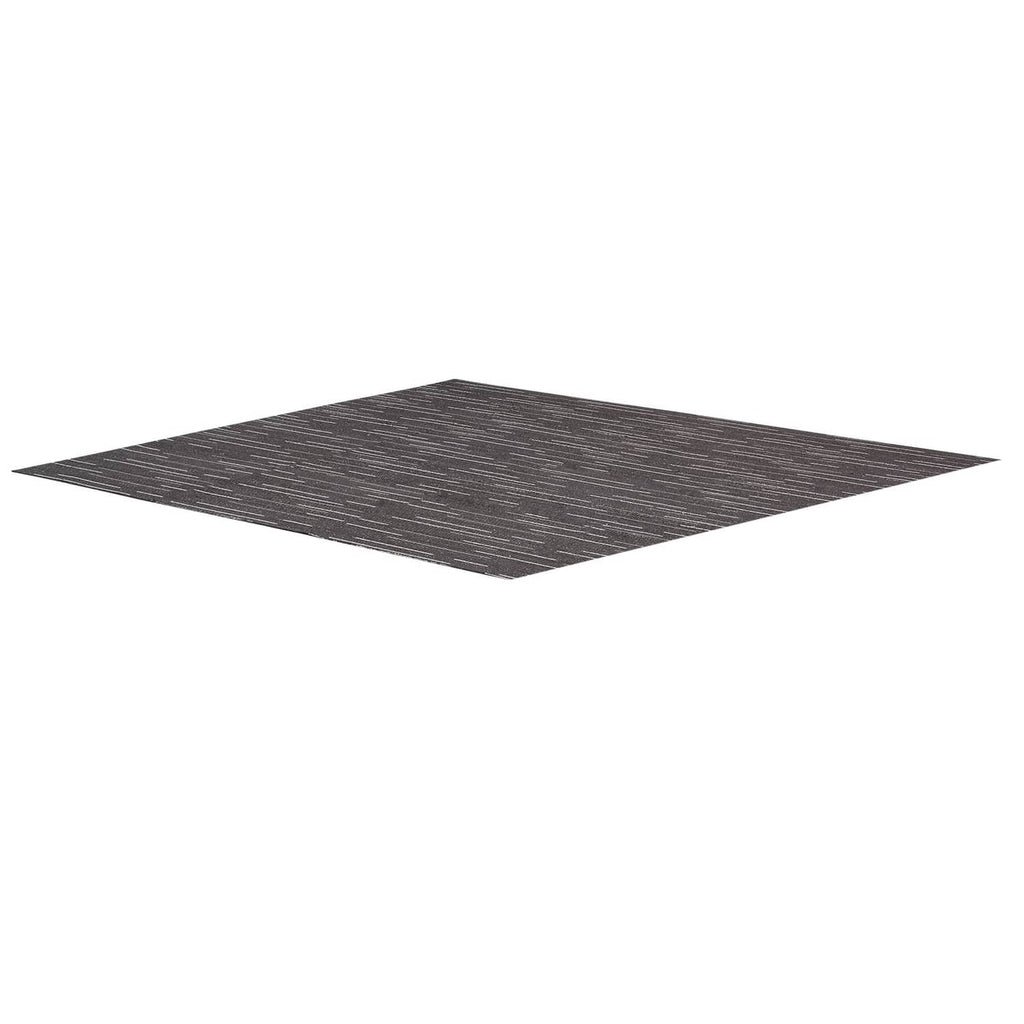 Gray square carpet tile angled view, textured striped surface
