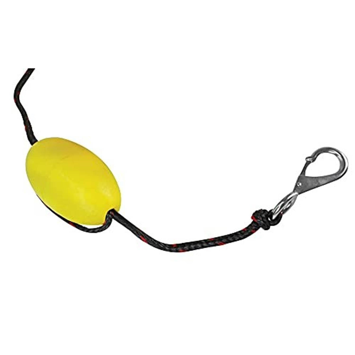 Yellow buoy float with braided rope and stainless metal snap hooks
