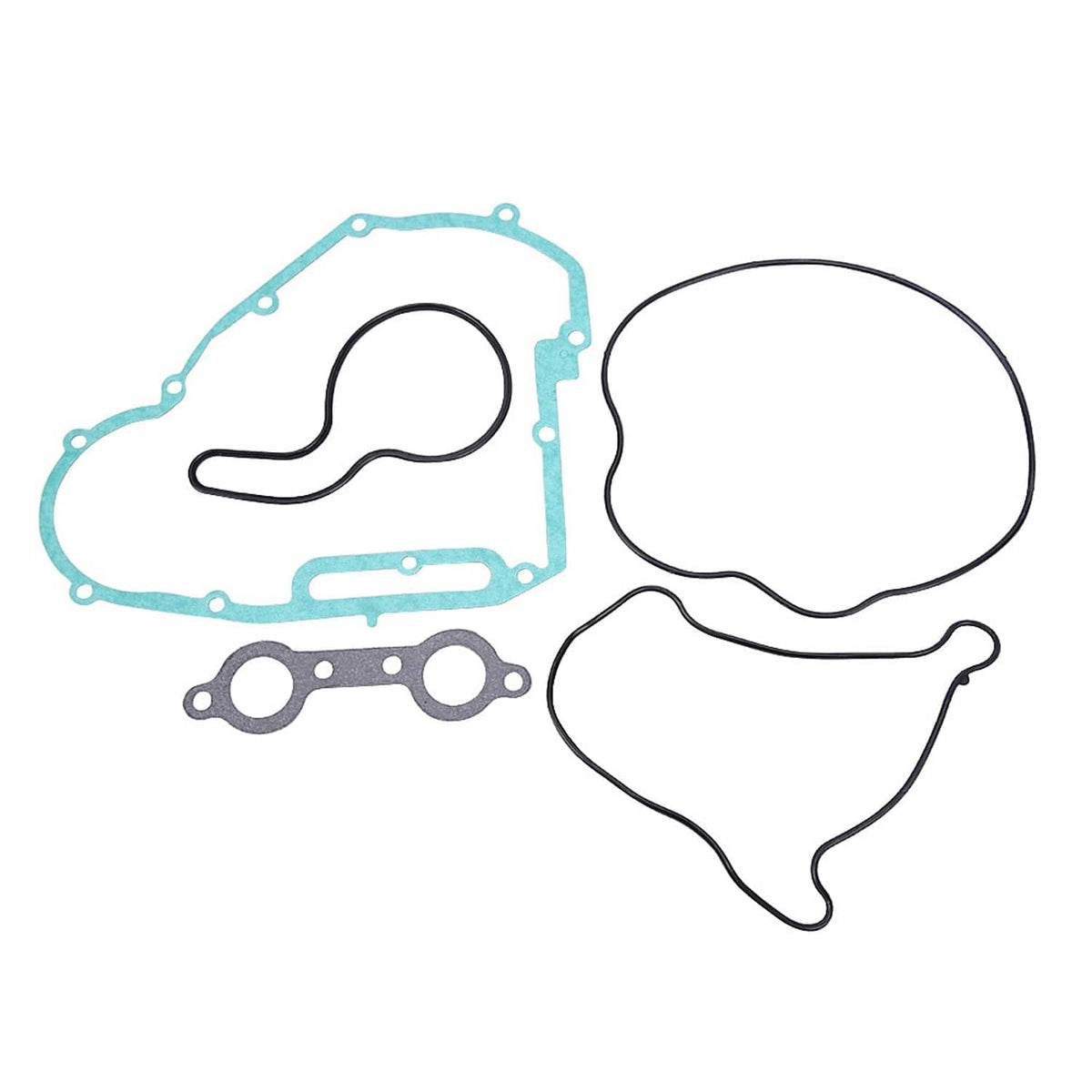 Engine head gasket kit includes blue cover gasket, black valve cover gasket, and rubber seals