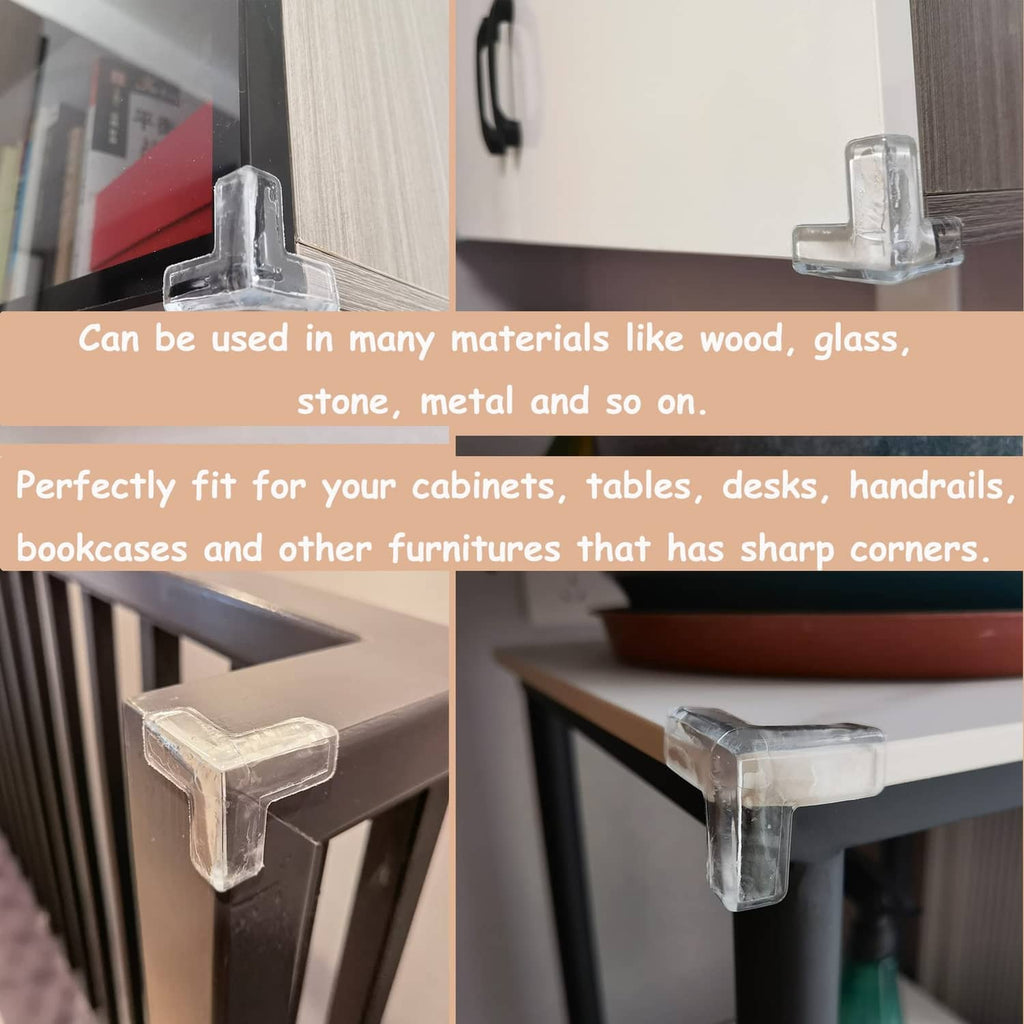 saicheek transparent silicone corner protectors installed on furniture corners