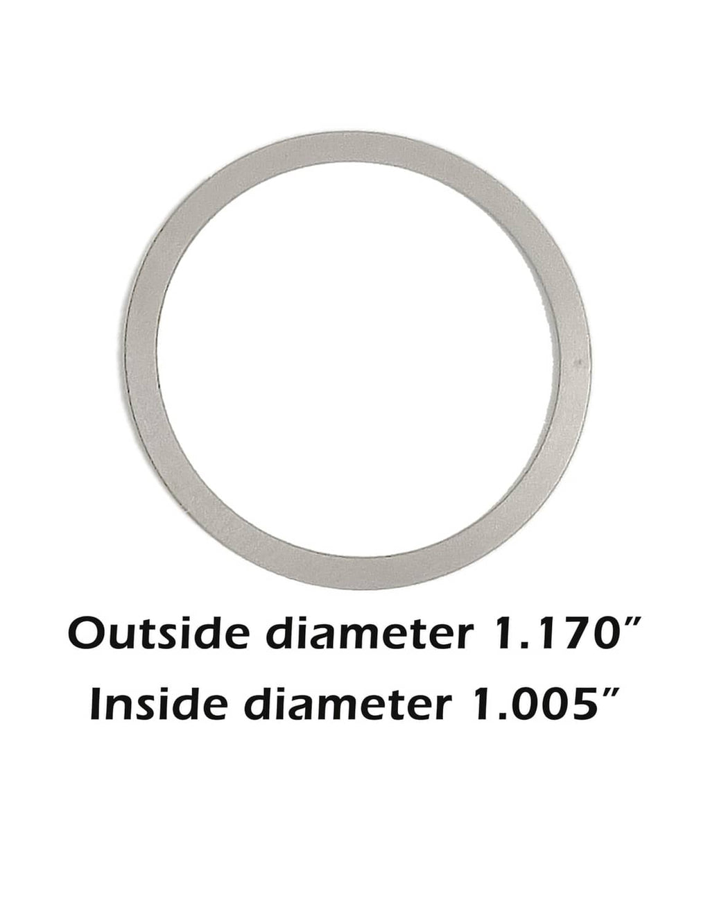 Gray shim ring, outside diameter 1.170 in, inside diameter 1.005 in