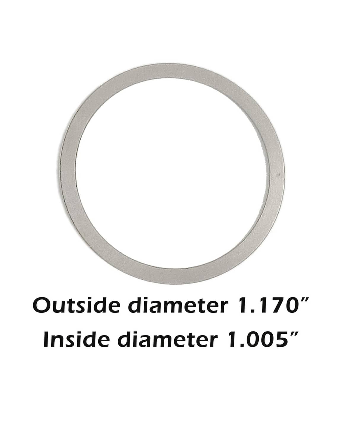Gray shim ring, outside diameter 1.170 in, inside diameter 1.005 in