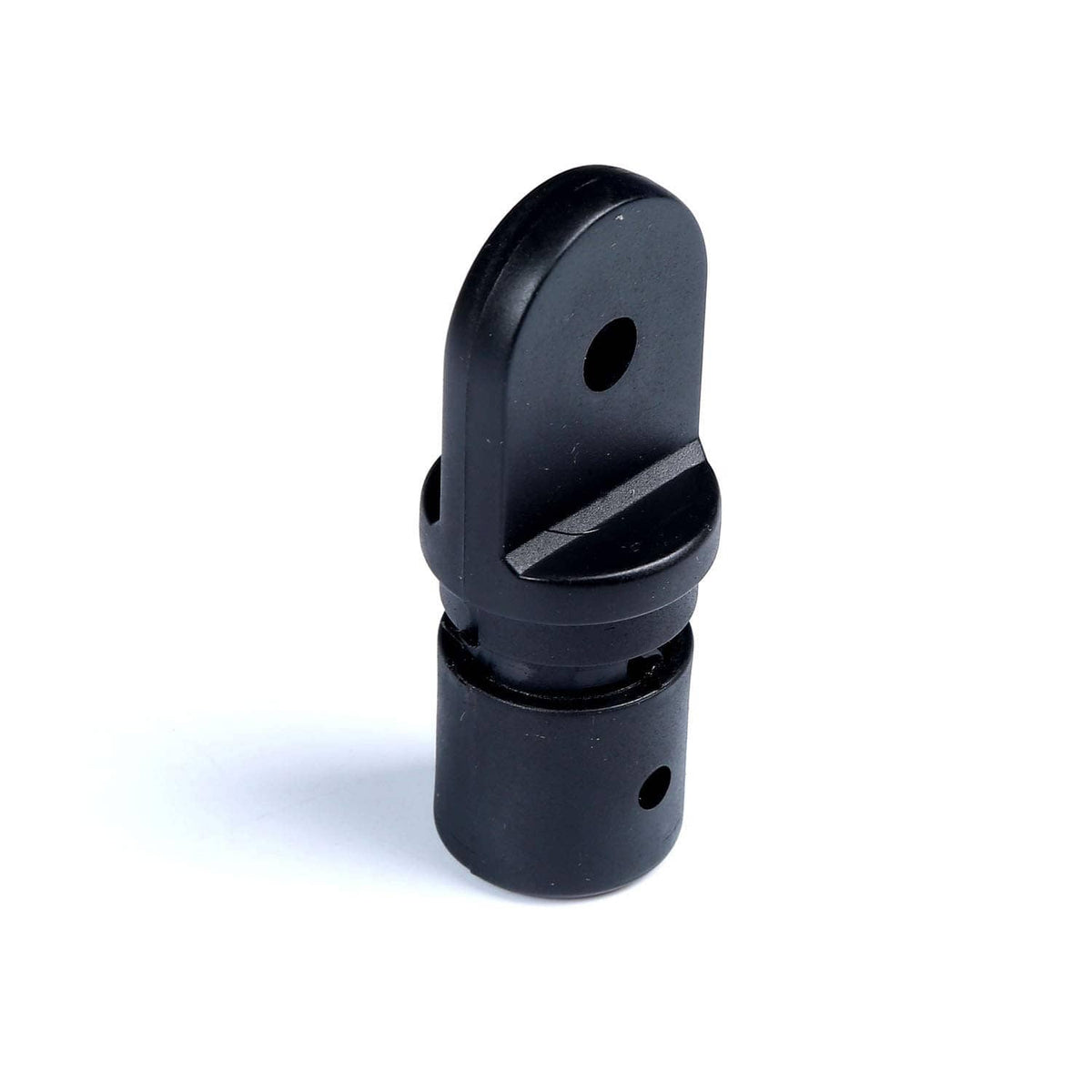 Single black bimini top eye end cap fitting with top mounting hole