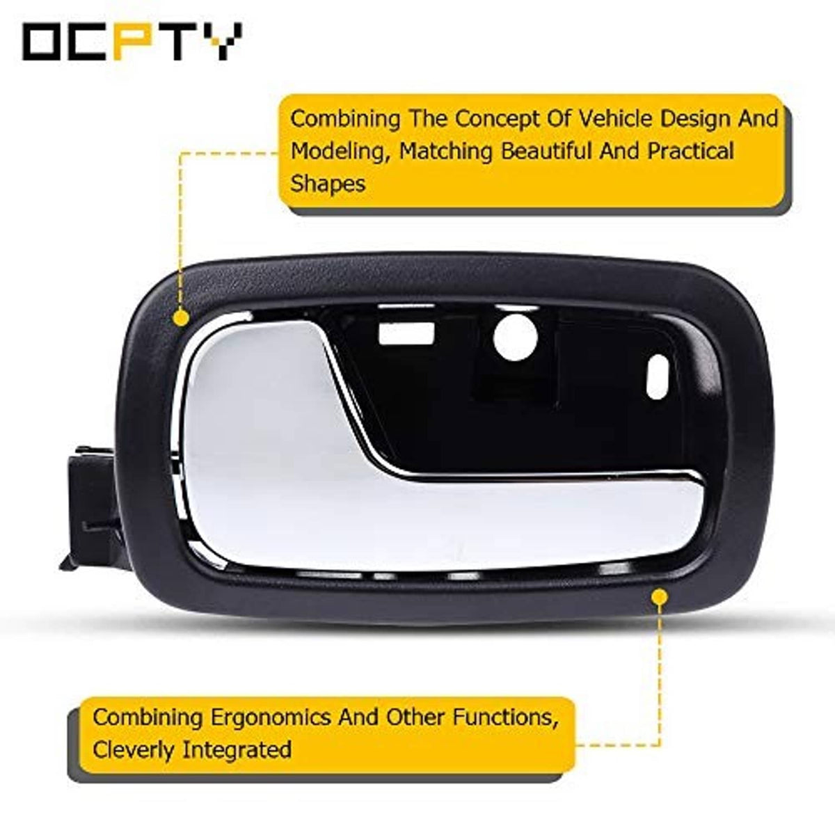 Interior door handle replacement with black bezel and silver inner pull panel