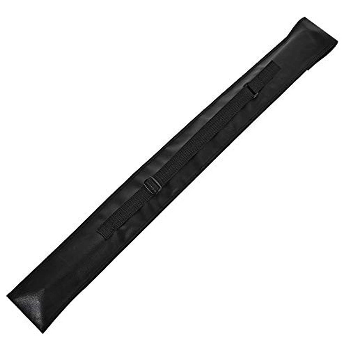 Black leather pool cue case bag with padded sleeve and securing strap