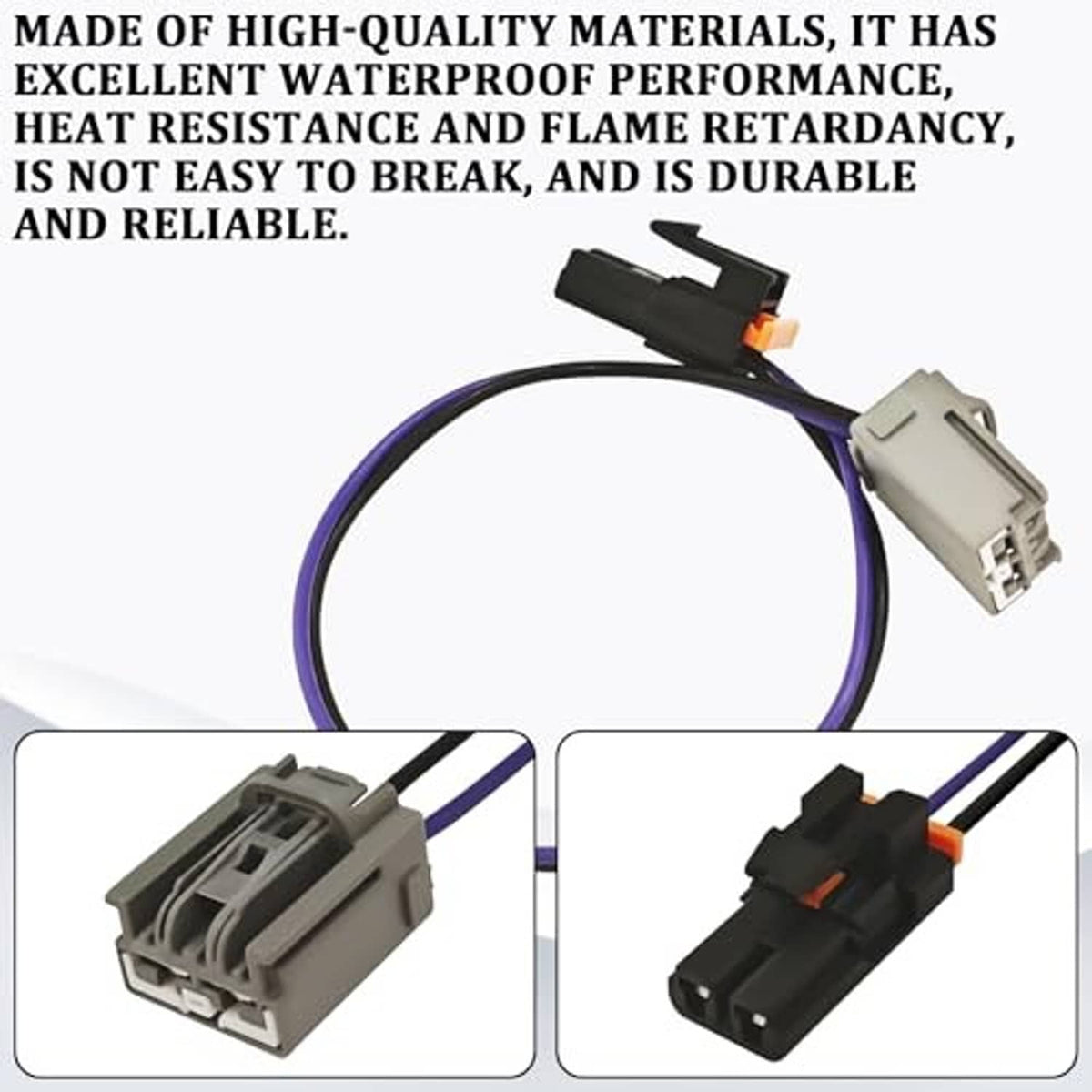 Blower motor resistor wiring harness with purple cable and gray/black connectors