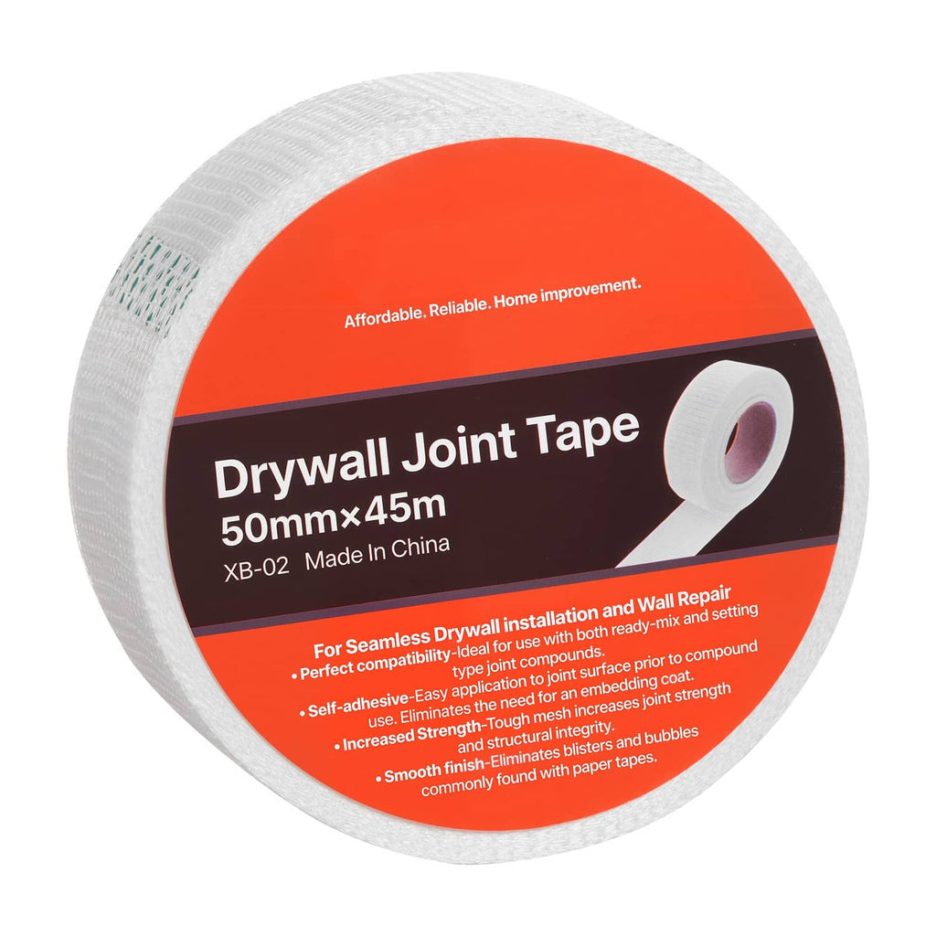 Drywall joint tape roll in white, fiberglass mesh adhesive covering tape