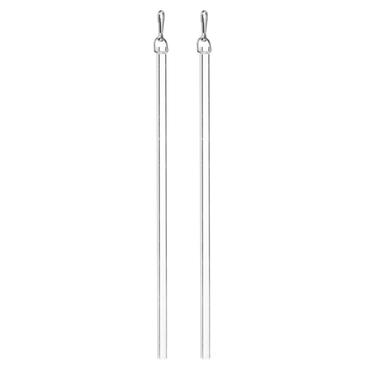 Set of 2 clear acrylic curtain pull rods, 17 in, with silver top loops