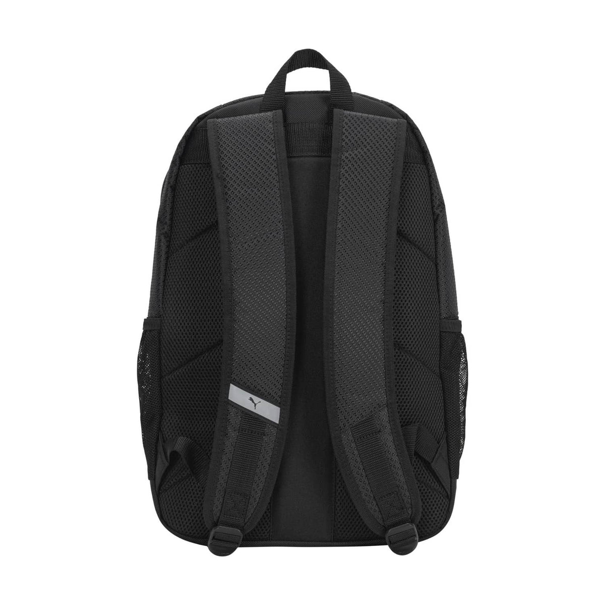 Puma Contender backpack rear view with adjustable straps and padded back panel, black