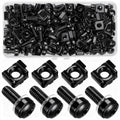 Black rack mount screws and cage nuts set, M6x20mm, mixed pieces in tray