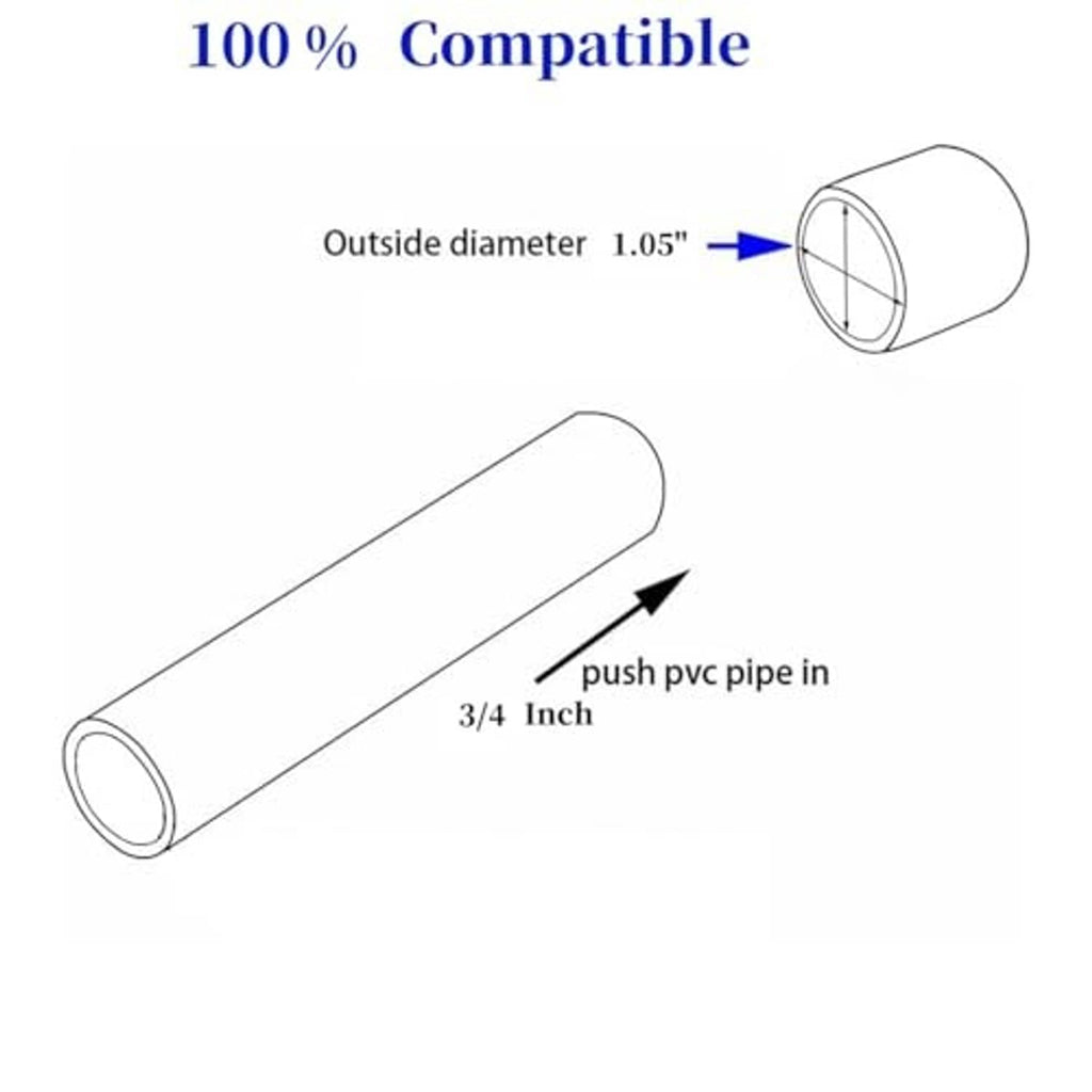White PVC pipe end cap with open rim, sized for 3/4 inch pipe fit