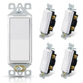 Matte white single-pole wall switch, no wall plate, front view with mounting bracket