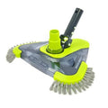 Pool vacuum cleaner head with green mount and gray side and end brushes