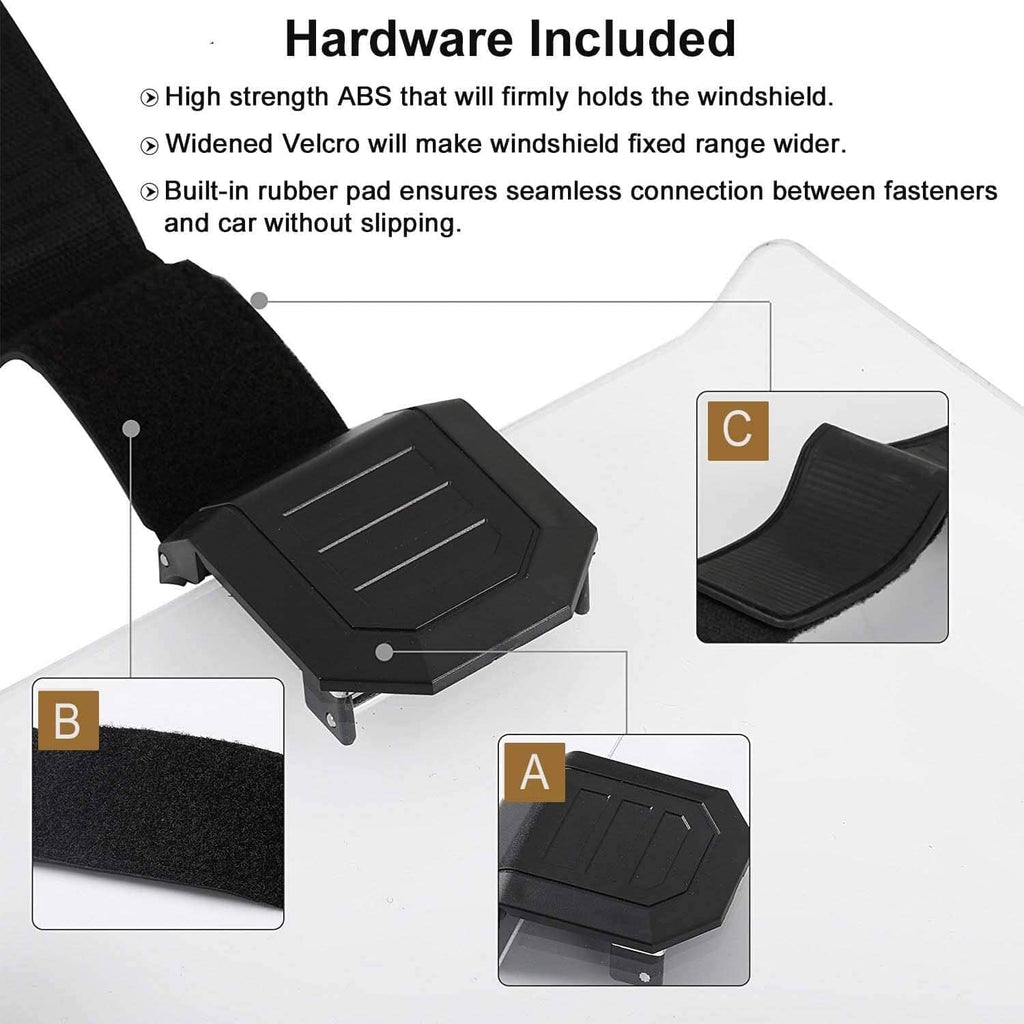 UTV windshield mounting hardware kit with black pads and adjustable brackets