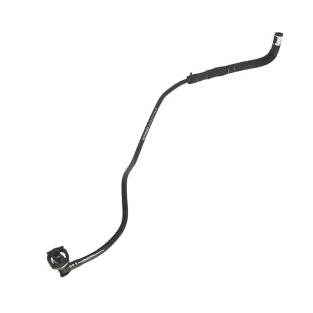 Engine coolant overflow hose with outlet tube ends and two connection fittings