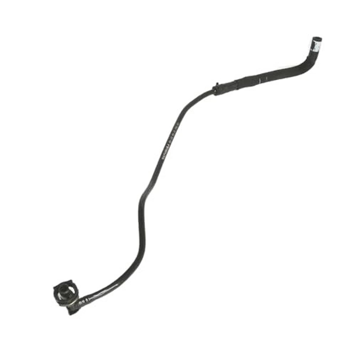 Engine coolant overflow hose with outlet tube ends and two connection fittings