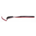 Soft plastic curly-tail power worm bait with dark body and red tail