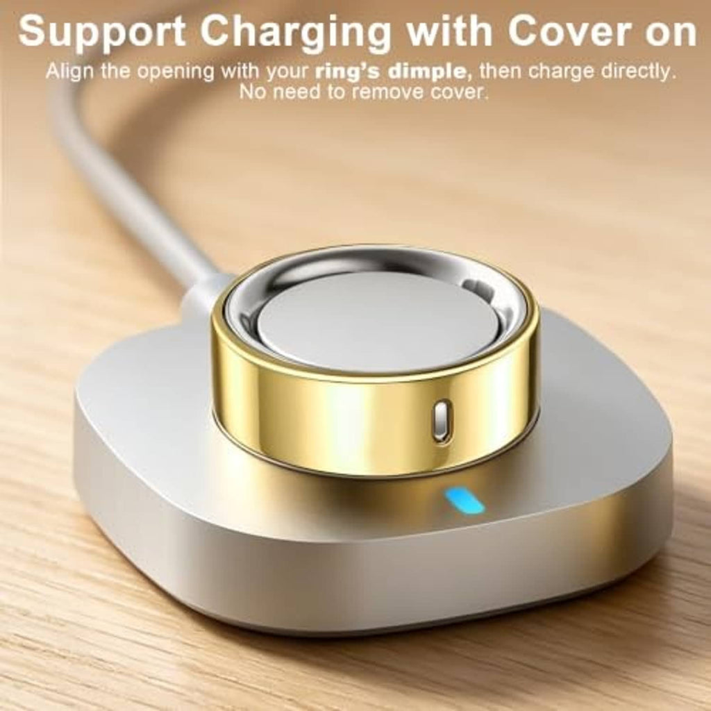 Gold TPU ring cover on charging dock base, slim band with side port