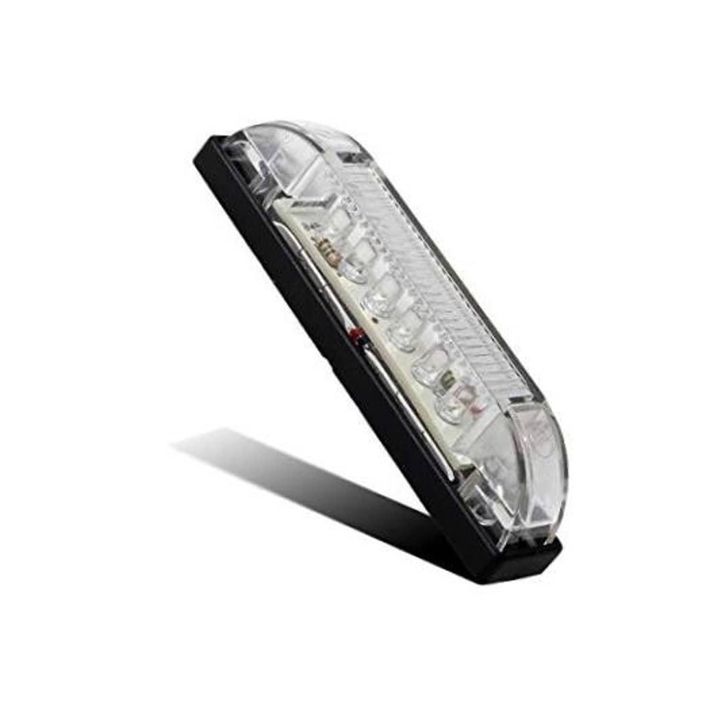 Black LED utility light bar with clear sealed lens, angled view.