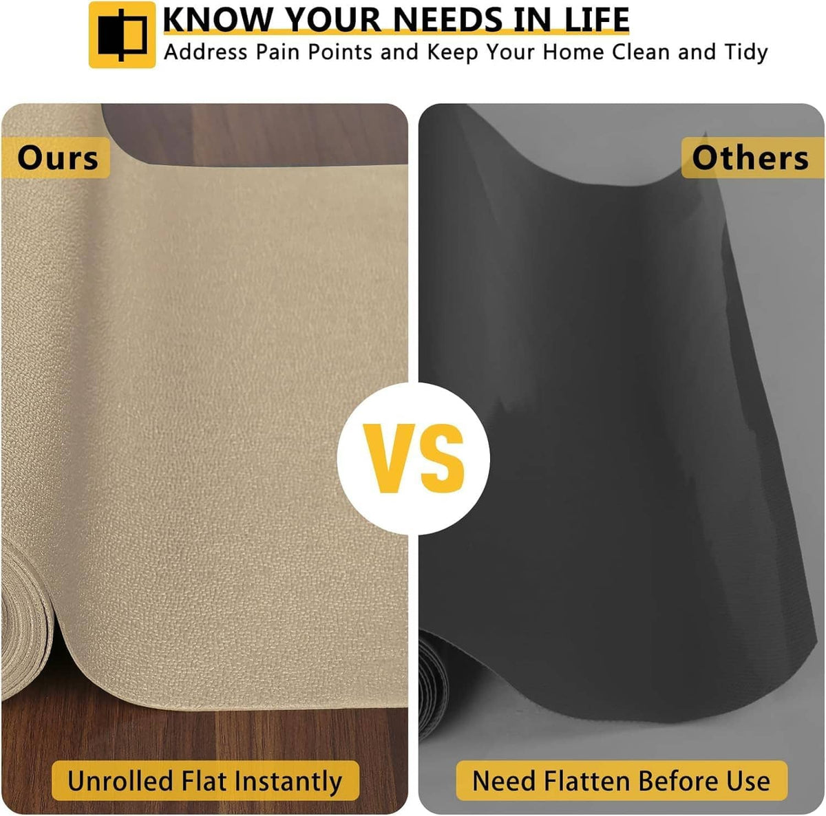 Beige shelf liner sheet shown flat, unrolled for use in cabinets and drawers