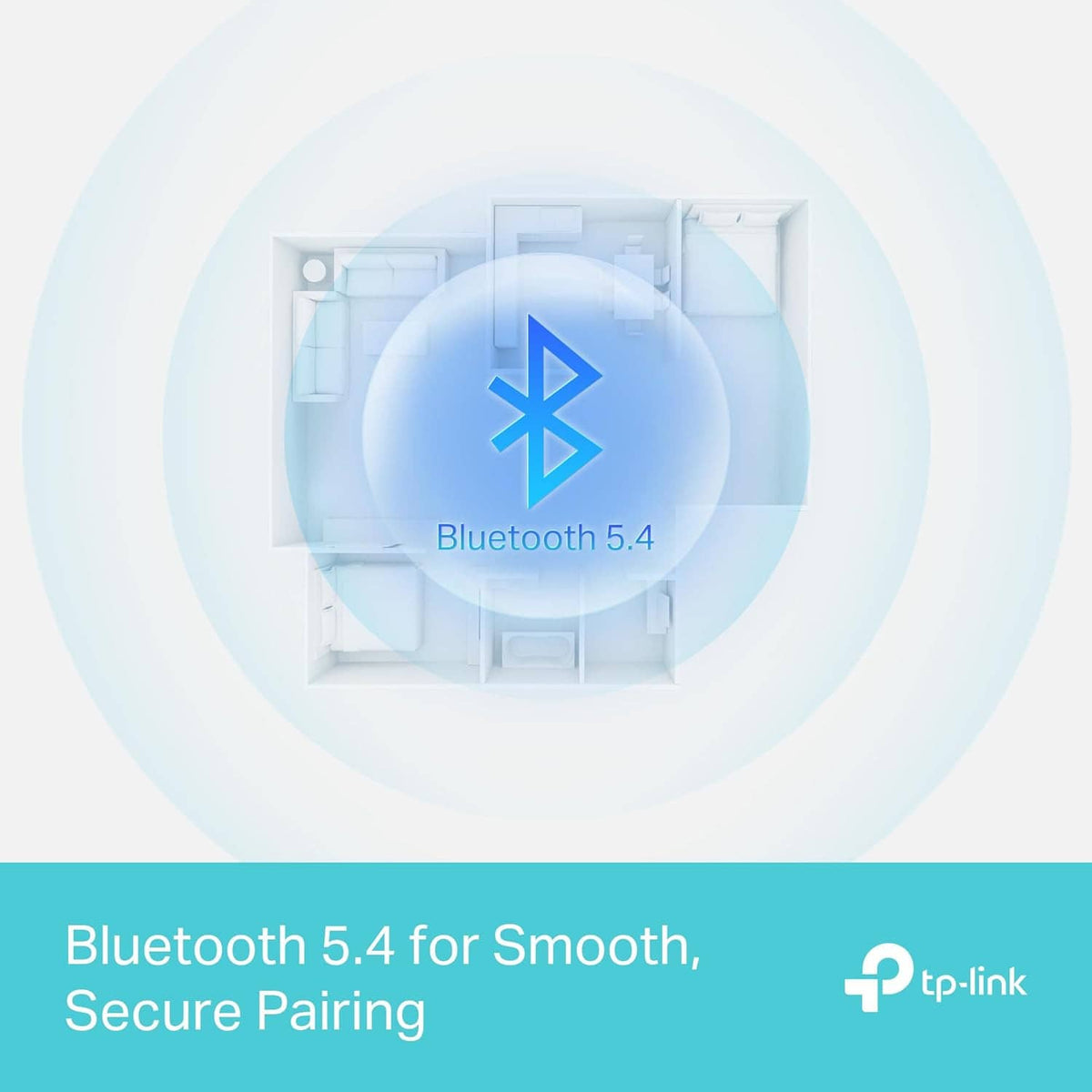 USB Bluetooth 5.4 adapter graphic with Bluetooth symbol in center