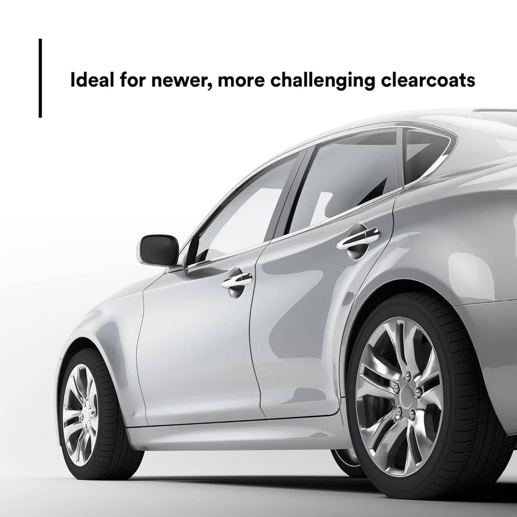 Silver car, front three-quarter view with glossy finish