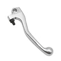 Silver motorcycle brake lever replacement with threaded mounting bolt and circular hole