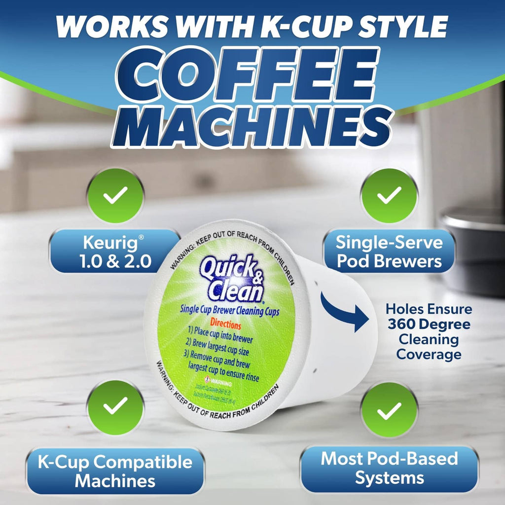 Quick & Clean K-Cup cleaning pod compatible with Keurig and single-serve brewers