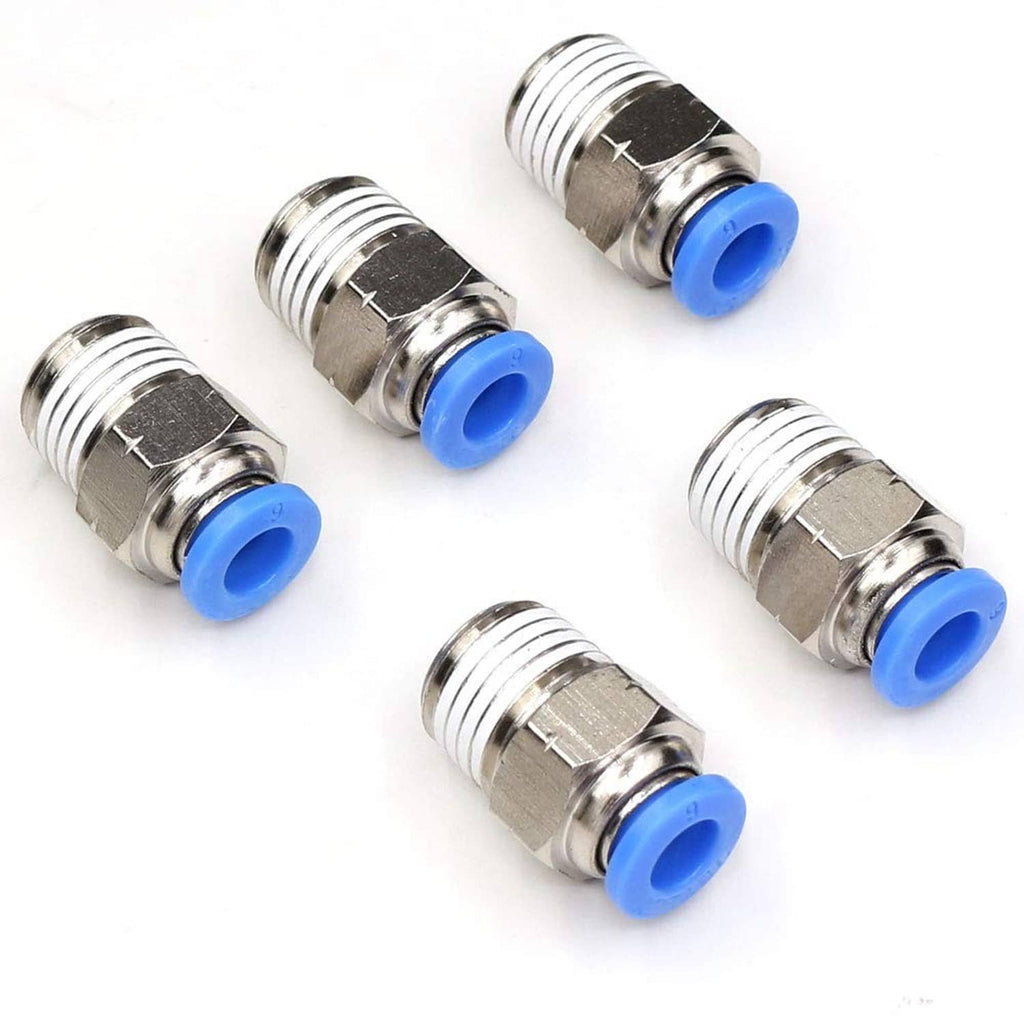 RivetOak CEKER 1/4" NPT Push to Connect Air Fittings 6mm 0.236" OD x NPT, Blue