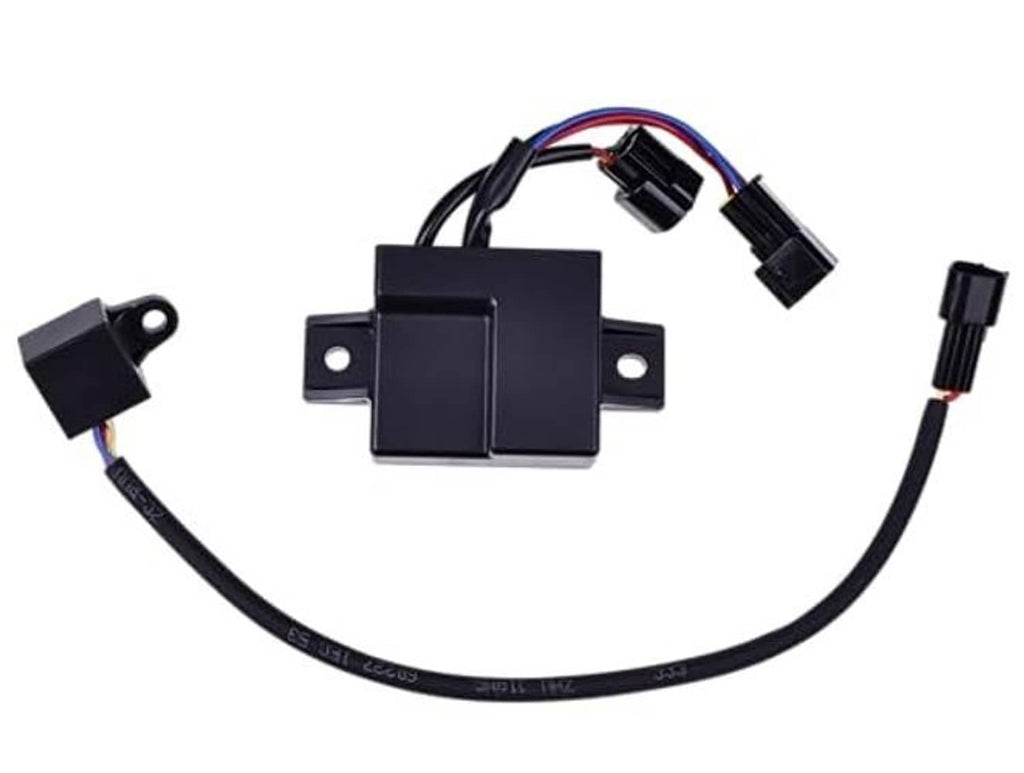 Ignition CDI box with mounting tabs and multi-wire connector plugs