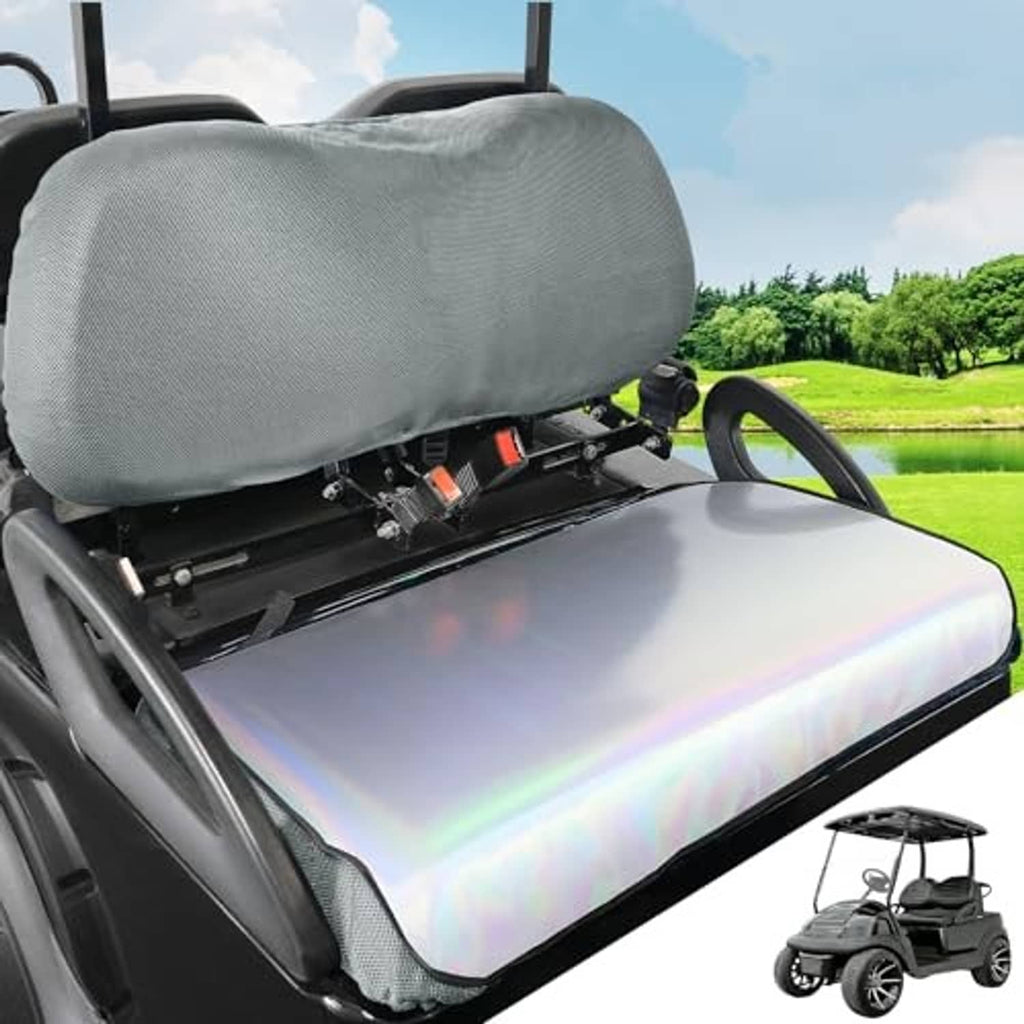 Gray front seat cover with snug fit over seat cushion and backrest area