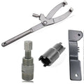 Adjustable spanner wrench with long handle and clamp jaws for variator lock