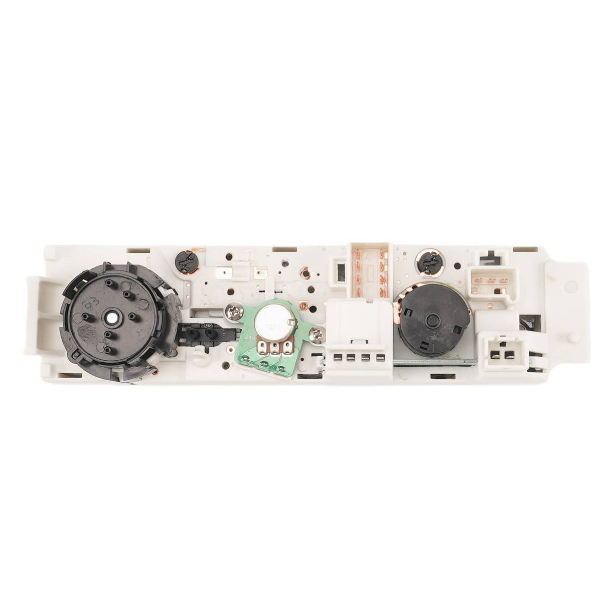 Climate control panel internal assembly with circuit board and actuator motors
