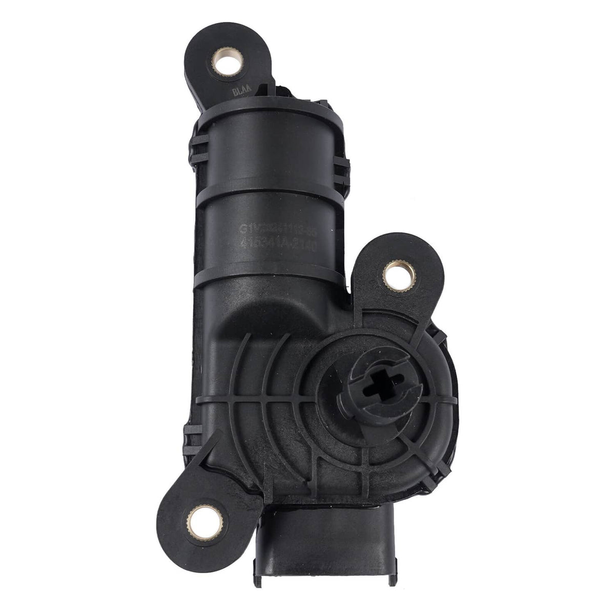 Black intake manifold runner control motor with sensor-style connector and metal mounting tabs