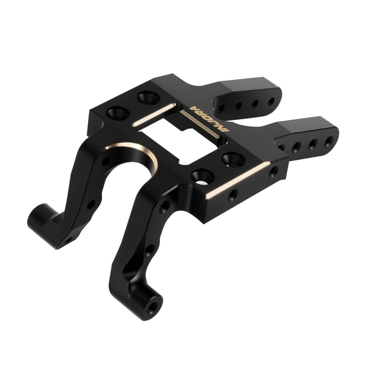 INJORA black-coated brass skid plate with brass center plate detail