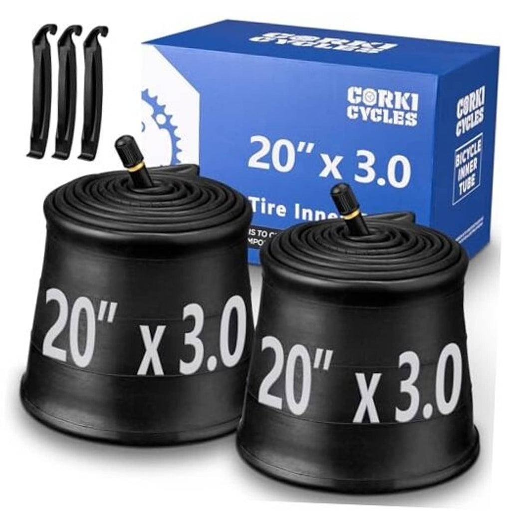 Two black bicycle inner tubes with 32mm Schrader valve for 20 x 3.0 tires