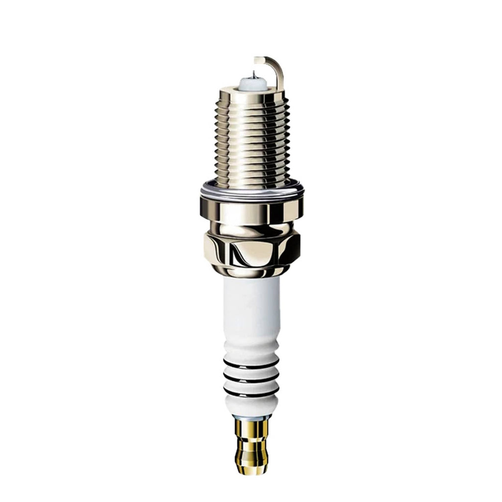 Iridium spark plug with silver shell, white insulator, and center electrode