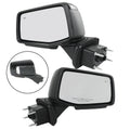 Black side mirror set with clear glass and power-style plug mount, pair view