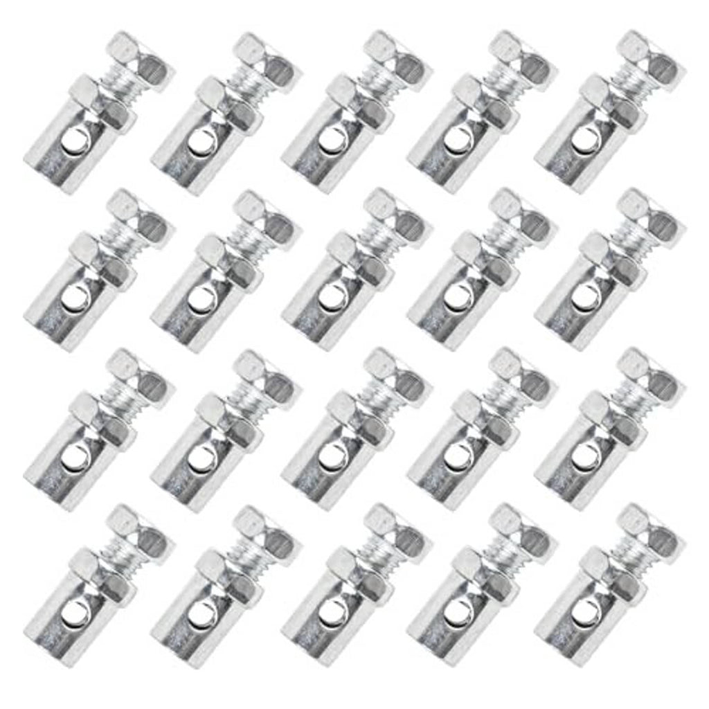 Throttle cable end connectors, chrome-plated bulk set with threaded hex heads and cable loops