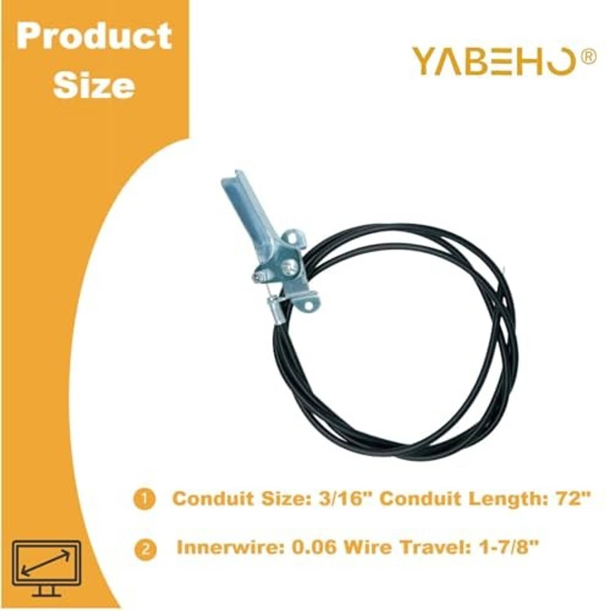 Universal throttle control cable assembly with black conduit and metal mounting bracket