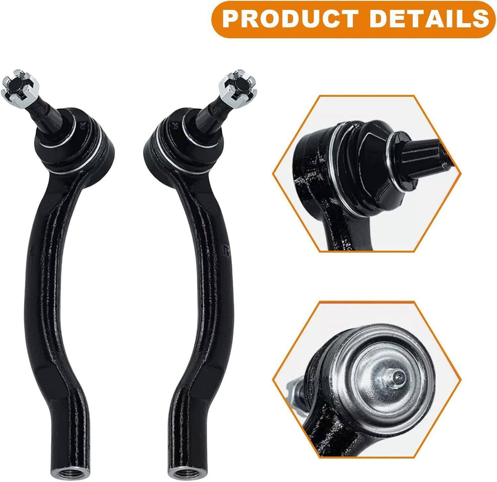 Front tie rod assemblies with black ball joints and protective boots