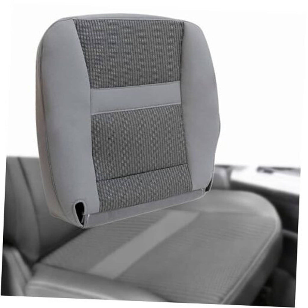 Gray perforated seat cover for front driver side, with stitched mesh center panels.