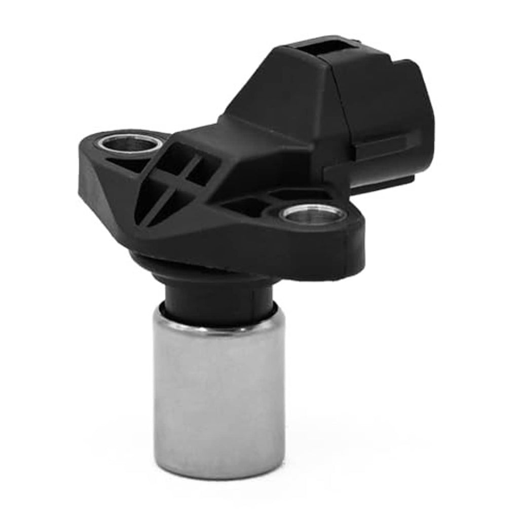 Camshaft position sensor with black angled bracket and gray metal base, side mounting holes.