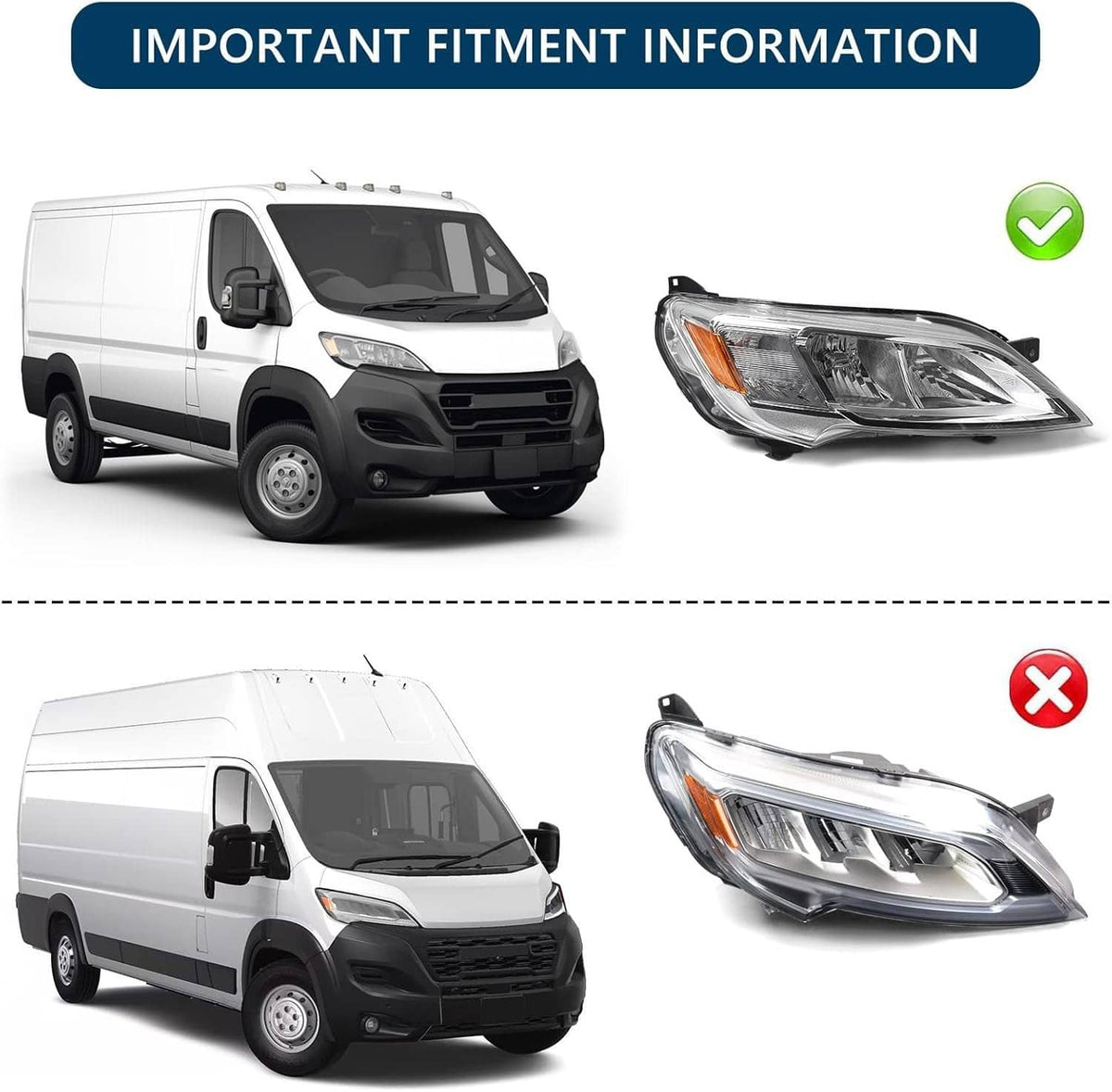 Halogen headlight assembly on a white van, chrome reflector with amber lens