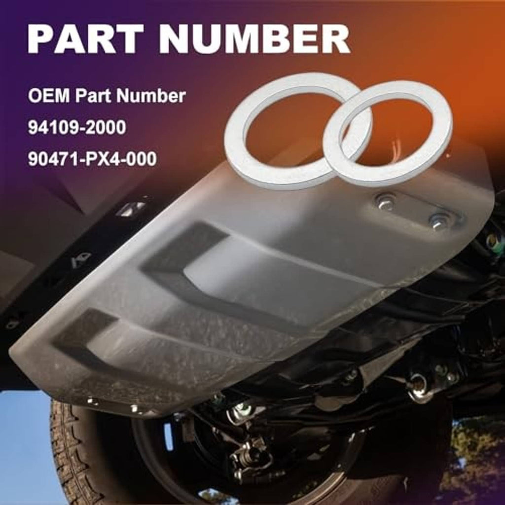 Metal crush washers shown above with part-number text on an automotive component