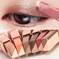 Glitter eyeshadow look on the eyelid with multiple two-tone sticks displayed