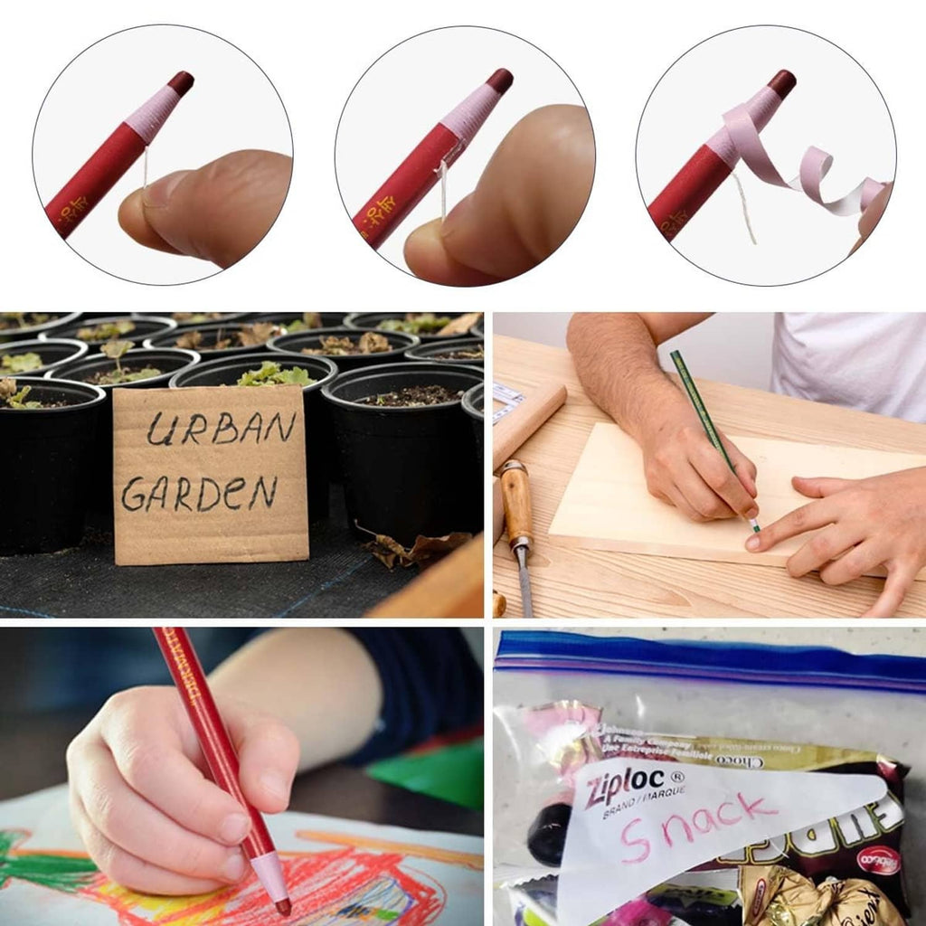Diamond peel-off marker pencil held in hand, writing tip shown in use.